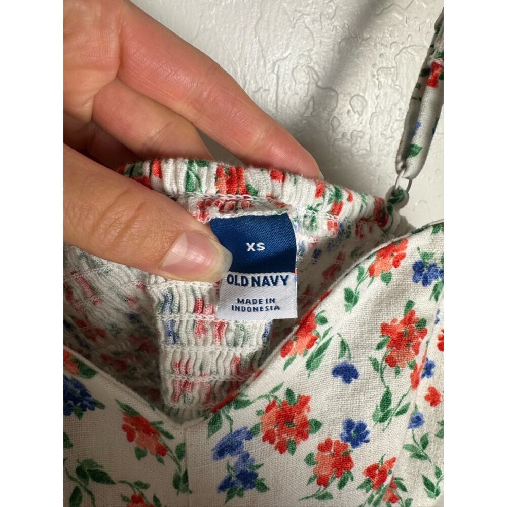 Old Navy Red, White, & Blue Cami Romper Sweetheart Neckline Floral Print XS - Picture 3 of 11